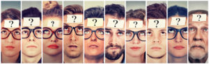 Several different people with question marks on their foreheads. 