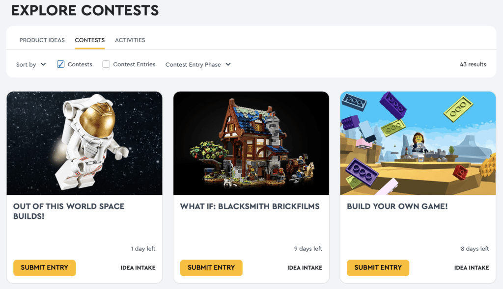 Lego design contests