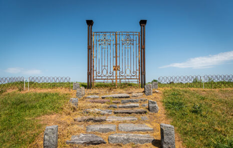 Locked gates symbolizing pitch deck purgatory