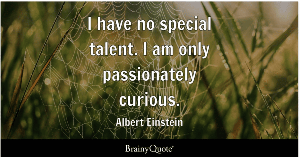 “I have no special talents. I am only passionately curious.” - Albert Einstein