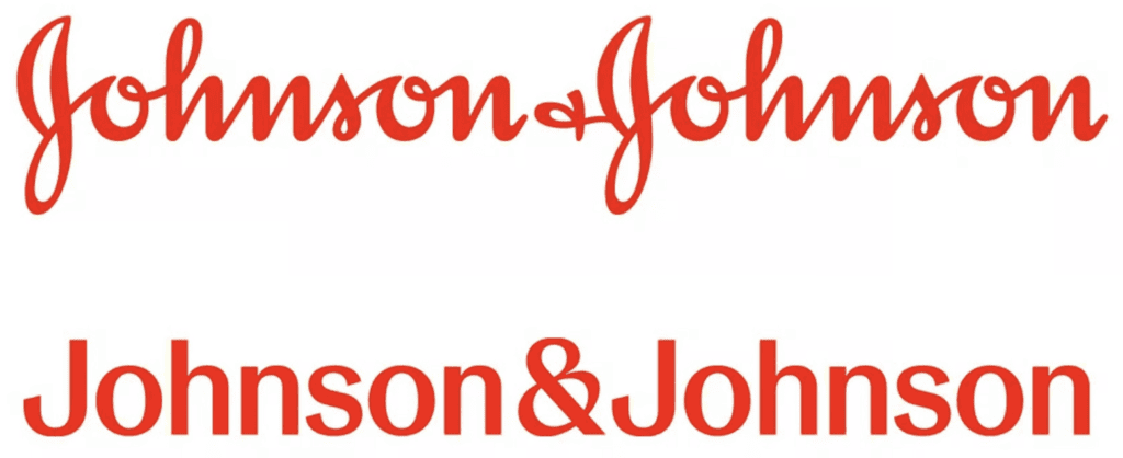 Johnson & Johnson's logos in script and in type.
