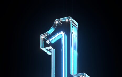 The number one as a neon sign